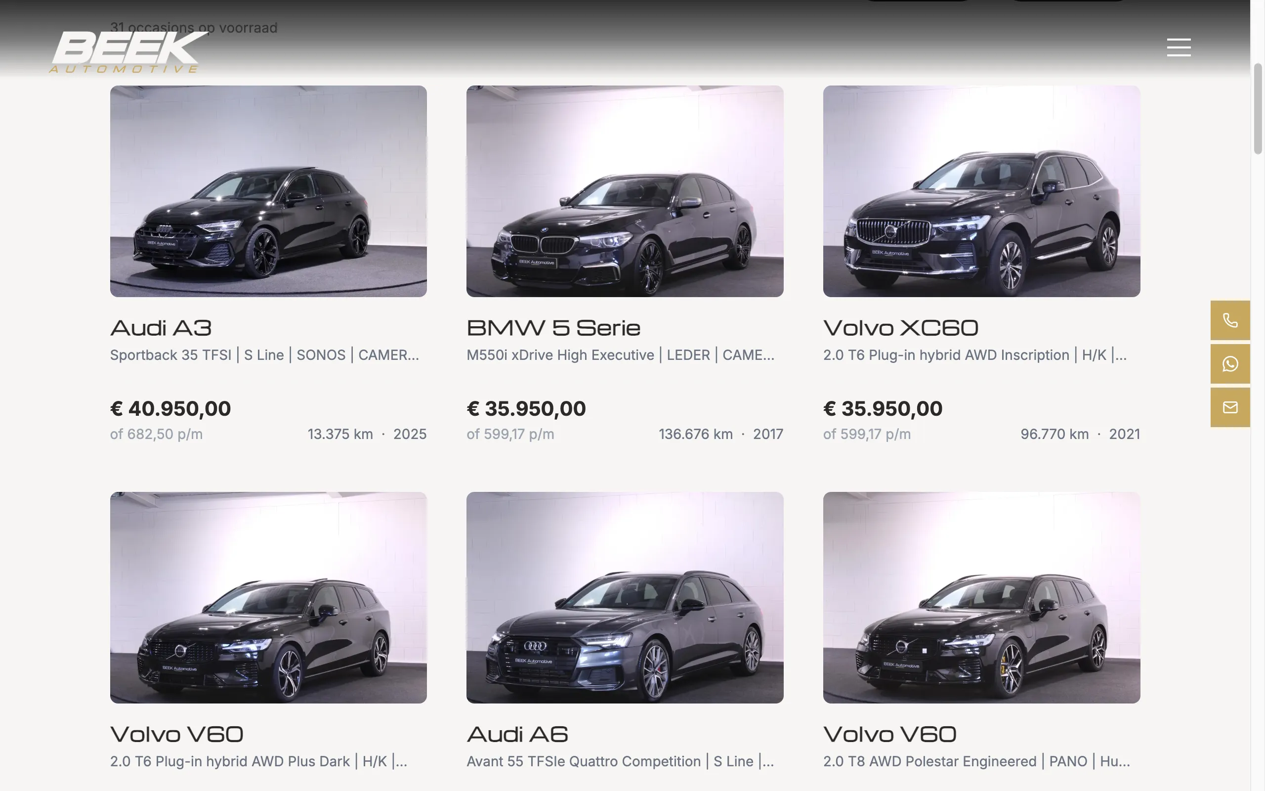 Occasionvoorraad van Beek Automotive